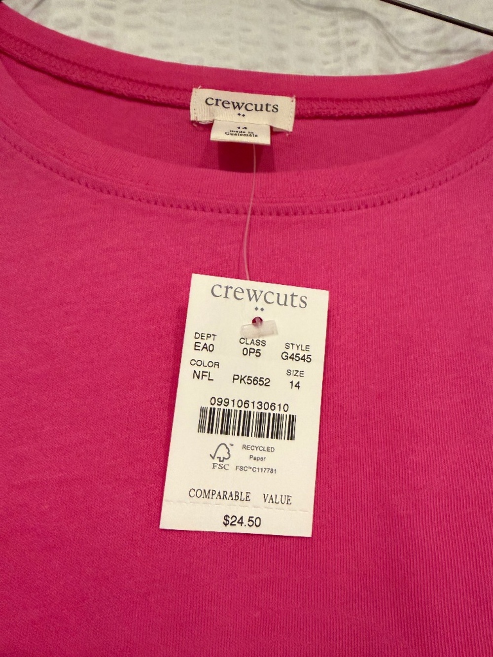 Crewcuts Pink T-shirt with cute tie bottom - NWT